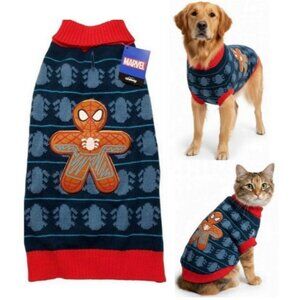 Marvel Spider-Man Gingerbread Dog & Cat Turtleneck Christmas Sweater (XL) 1pc